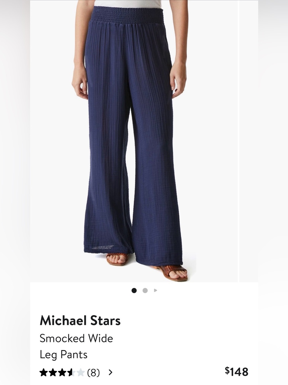 Michael Stars Olive Smocked Wide Leg Pants. Size M